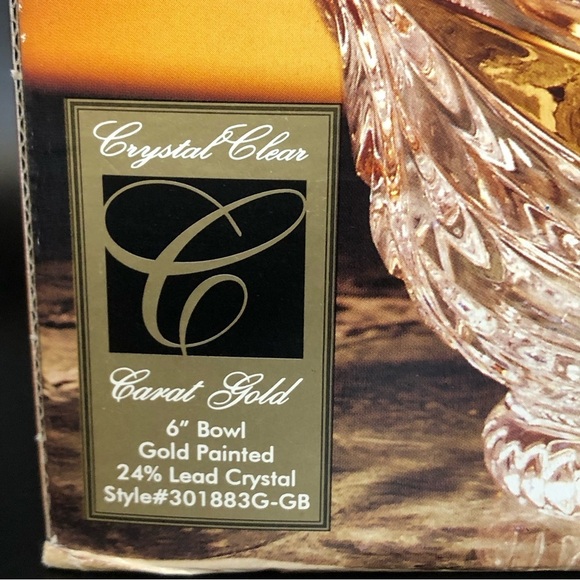 Vintage 80s Anna Hutte Bleikristall 24% Lead Crystal Hand Painted Gold 6” Bowl - Picture 9 of 9